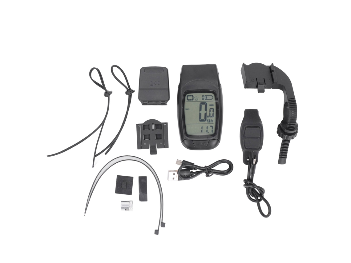 Ordenador De Bicicleta Impermeable Ip64 Con Pantalla Lcd Grande Iluminada Contador De Velocidad Y Kilómetros Luz Led Y Claxon