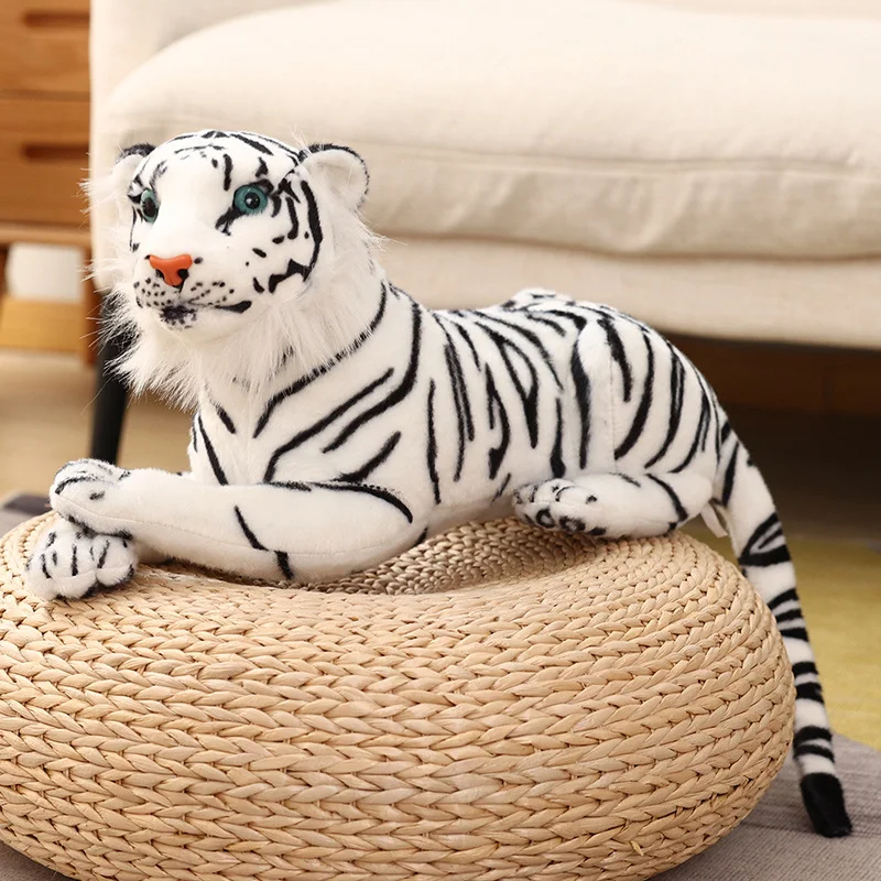 (blanco, 40 Cm) Peluche De Tigre Siberiano Sintético, Un Muñeco De Animal De Aspecto Realista.