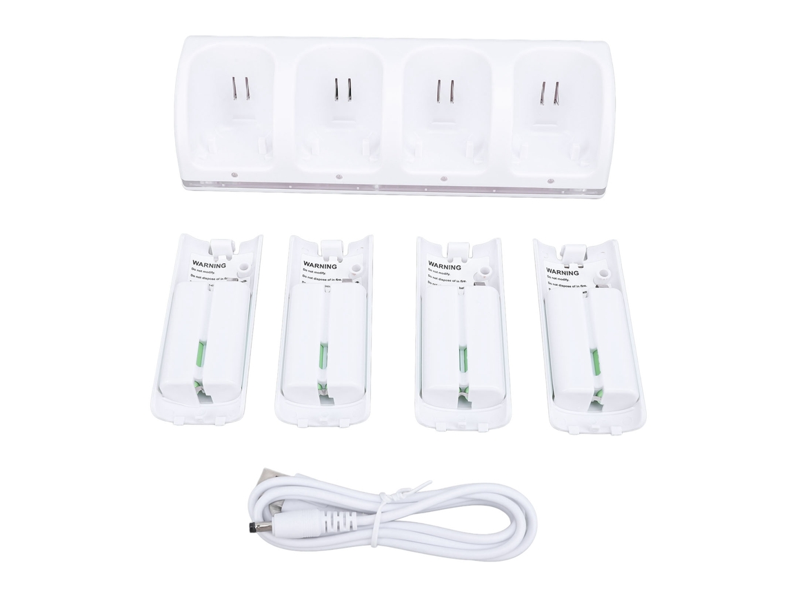 Estación De Carga Para Mando De Wii Con 4 Baterías Recargables De 2800 Mah, Color Blanco.