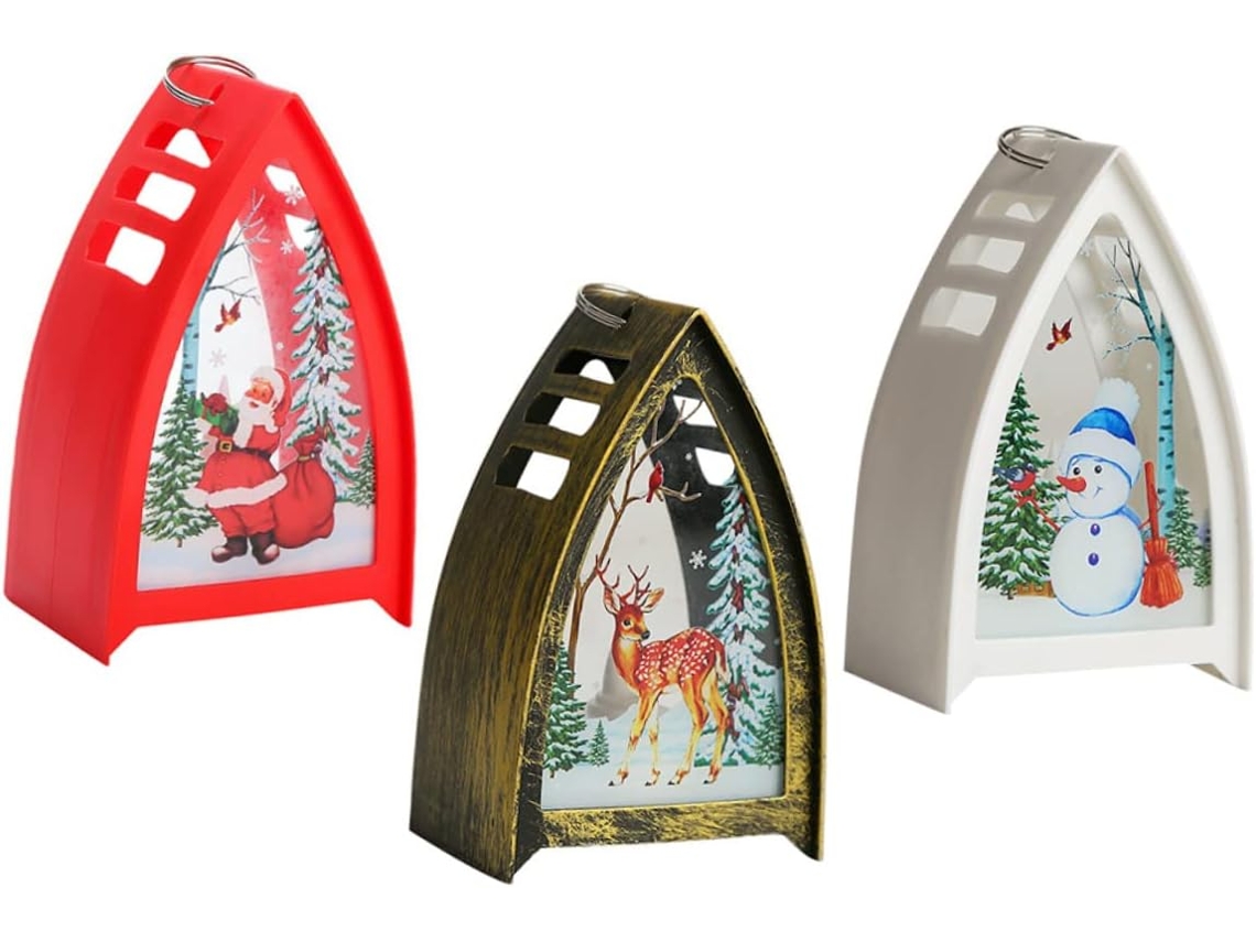 3piezas Luces De Navidad Led Decorativas De Noche Navideña Llama Parpadeante Para Escritorio Luz Navideña Luz Decorativa