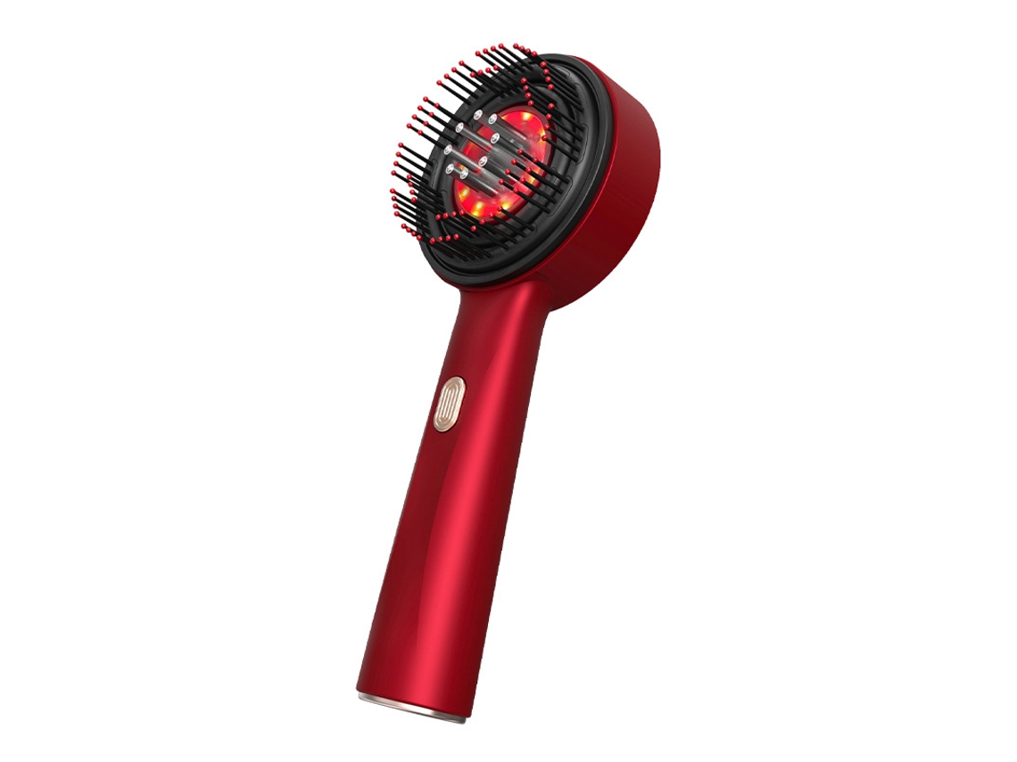 (rojo) Peine De Masaje Eléctrico 3 En 1 Para Fototerapia, Cepillo De Mano Spa Original, Masajeador De Cuero Cabelludo Con Luz Roja