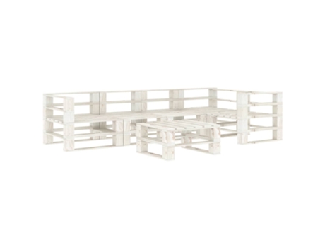 Conjunto 6 de muebles de palets para jardín VIDAXL madera blanco