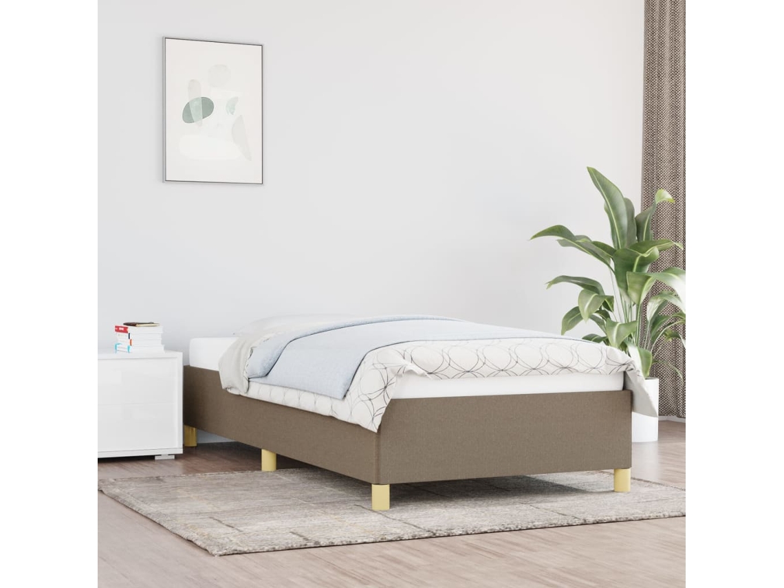 Estructura De Cama Sin Colchón Tela Gris Taupe 100x200 Cm