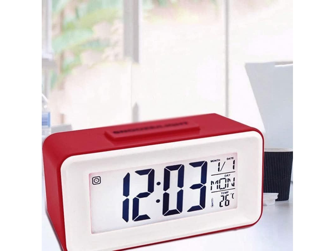 2026-reloj Despertador Digital Led Con Pantalla Electrónica, 8 Tonos, Control De Sonido Y Snooze (rojo)