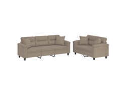 Maison Exclusive - Juego De Sofás Con Cojines 2 Piezas Tela Microfibra Gris Taupe