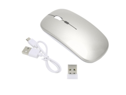Ratón Inalámbrico Recargable De 2,4 Ghz, Silencioso, 1600 Dpi, Iluminación Colorida Para Portátil Y Juegos, Gris Plateado.