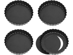 Rebe-4 Moldes Para Tartaletas Mini Con Fondo Desmontable 12 Cm, Recubrimiento Antiadherente, Molde De Horneado Para Tartas Y Postres (negro)