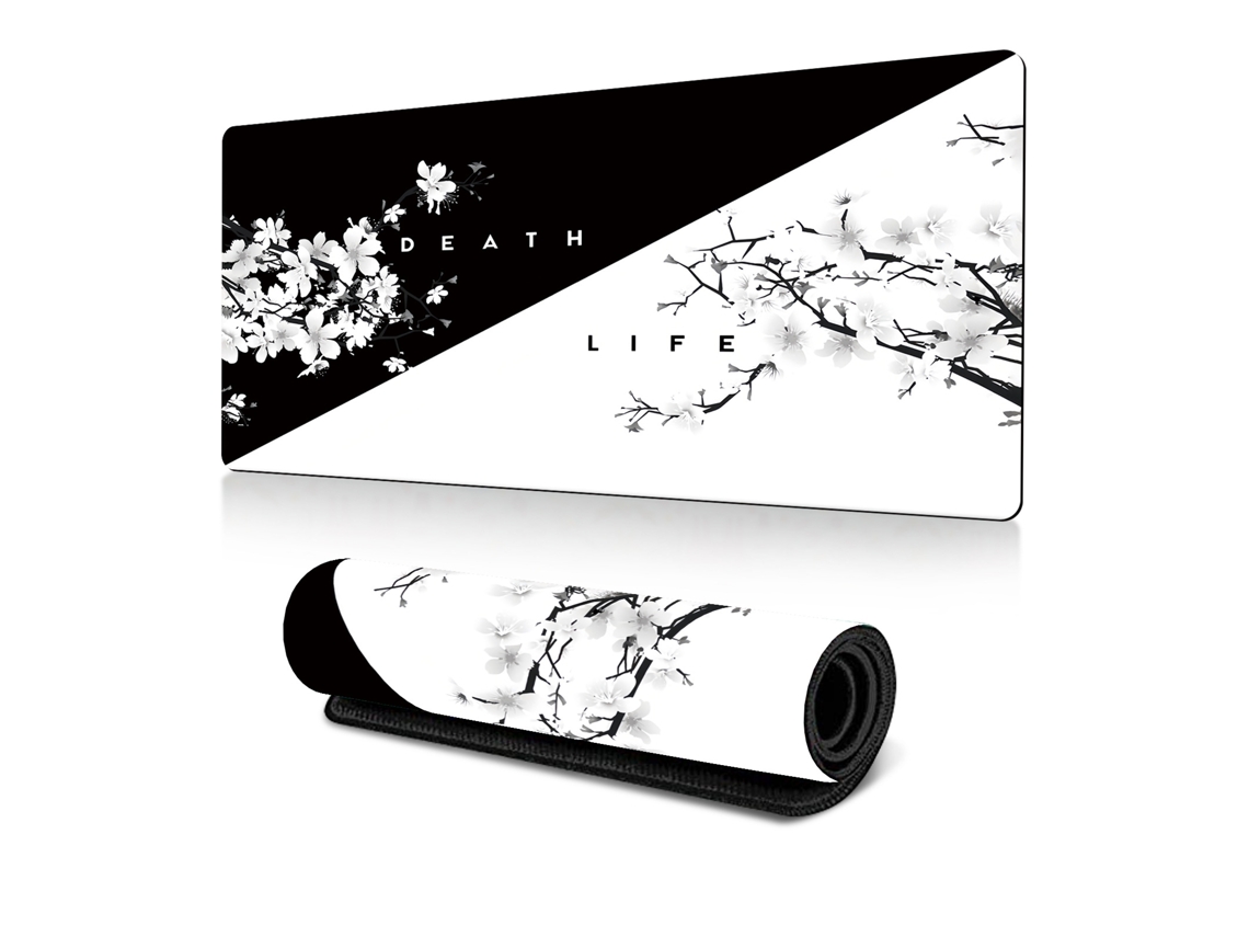 Alfombrilla De Ratón Gaming Xxl Antideslizante - Mousepad De Goma Natural - 30x80cm Blanco Y Negro