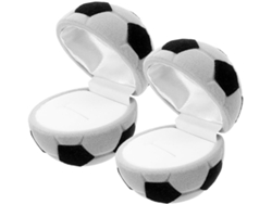 Joyería Terciopelo Estampado Fútbol Juego 2 Soportes Anillos Viaje Cajas Almacenamiento Pendientes Bodas