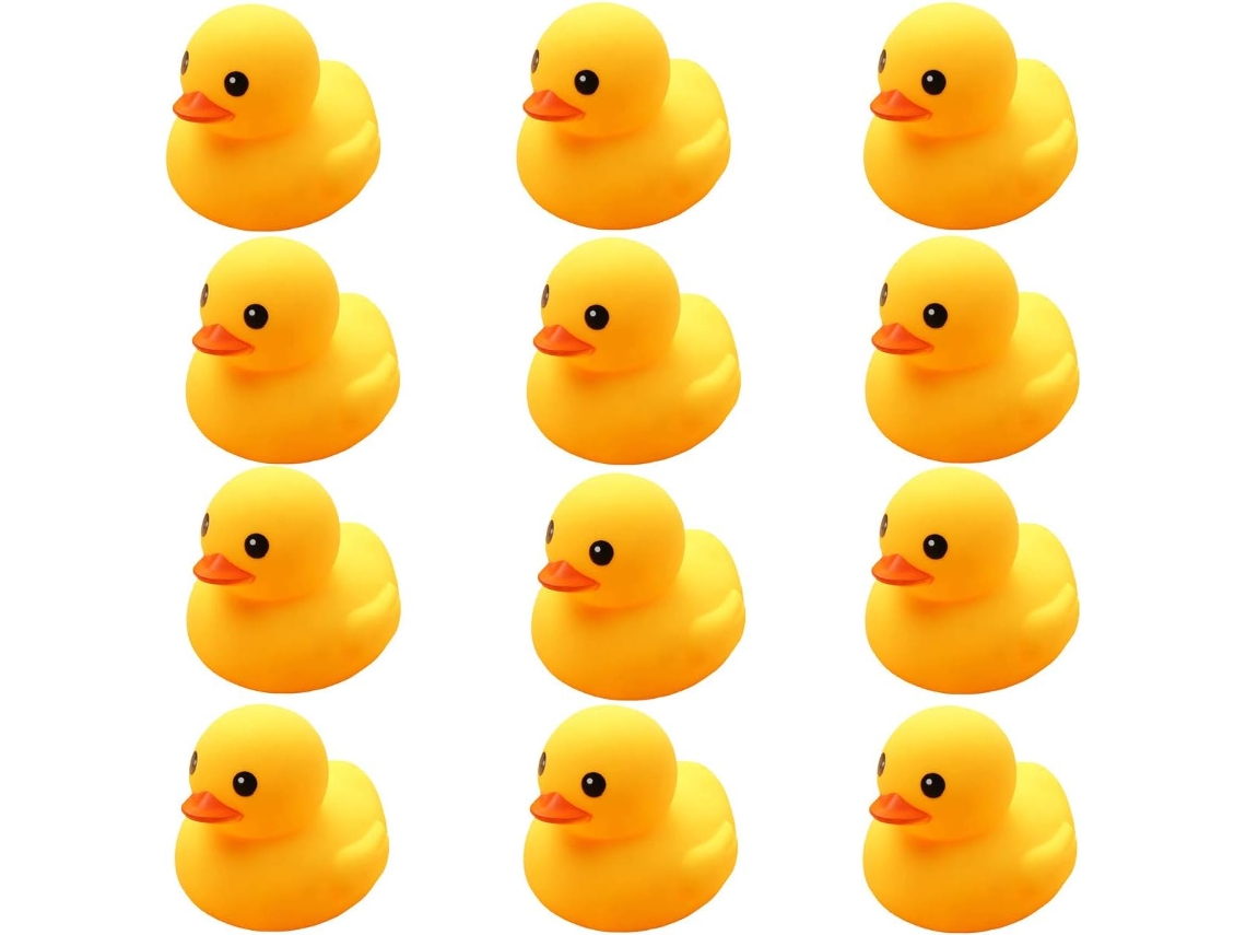 Juguetes de baño preescolares Goma flotante Squeaky Baby Wash Shower Toy para niños pequeños Decoración de fiesta para niños 12 piezas (Pato amar JEDBESETZT