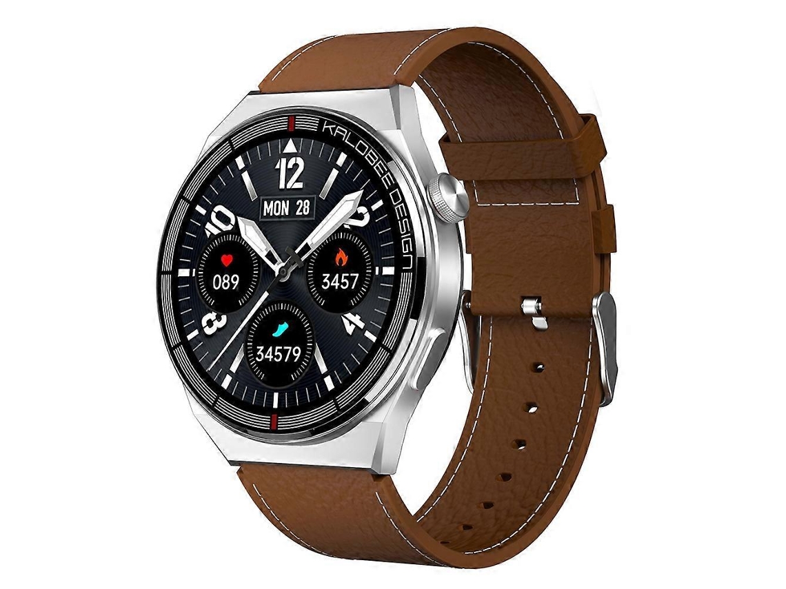 Reloj inteligente resistente al agua IP68 con correa de cuero de 1,3 pulgadas y compatible con llamadas Bluetooth. Ly Ebike