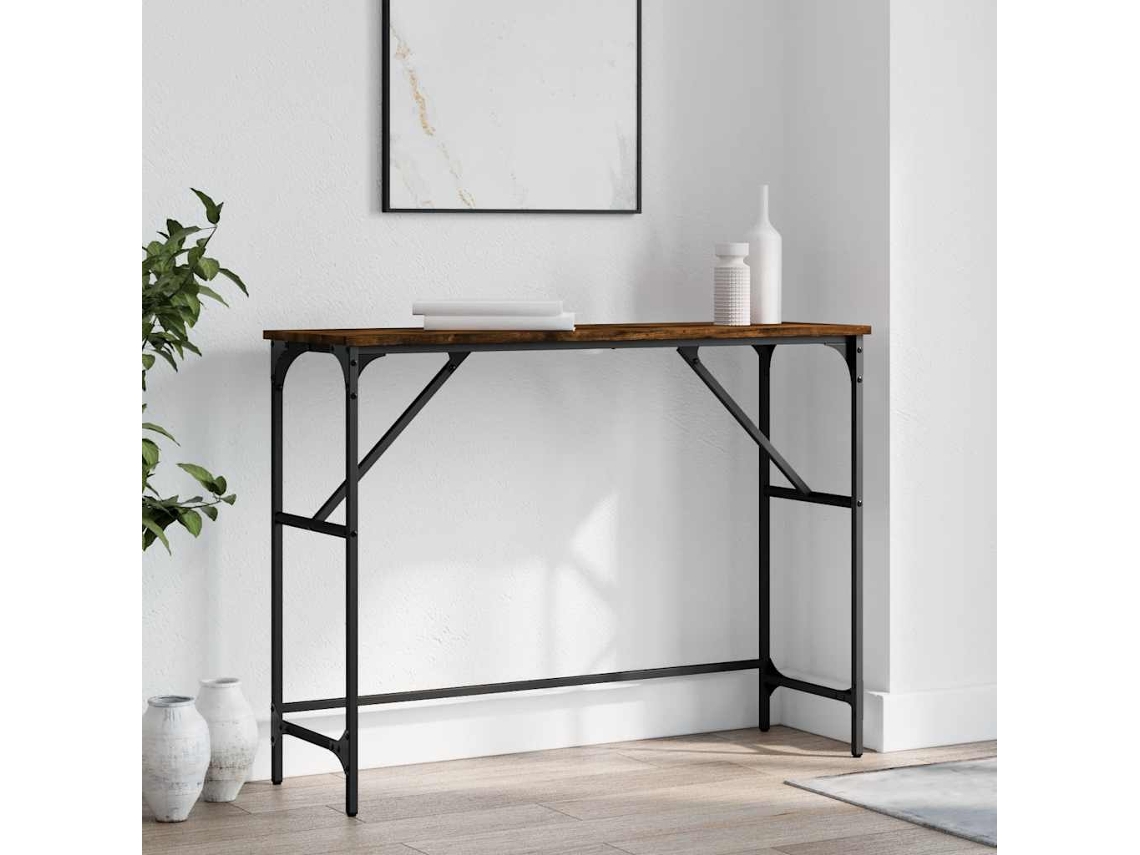 Mesa Consola | Mesa De Entrada | Mesa De Apoyo Madera De Ingeniería Roble Ahumado 100x32x75 Cm