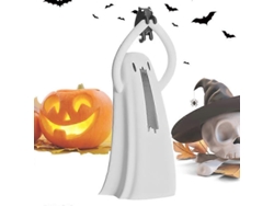 Lámpara de mesa con forma de fantasma y gatitos para sostener en la mano, bonita lámpara de noche LED de resina para Halloween Rosewell