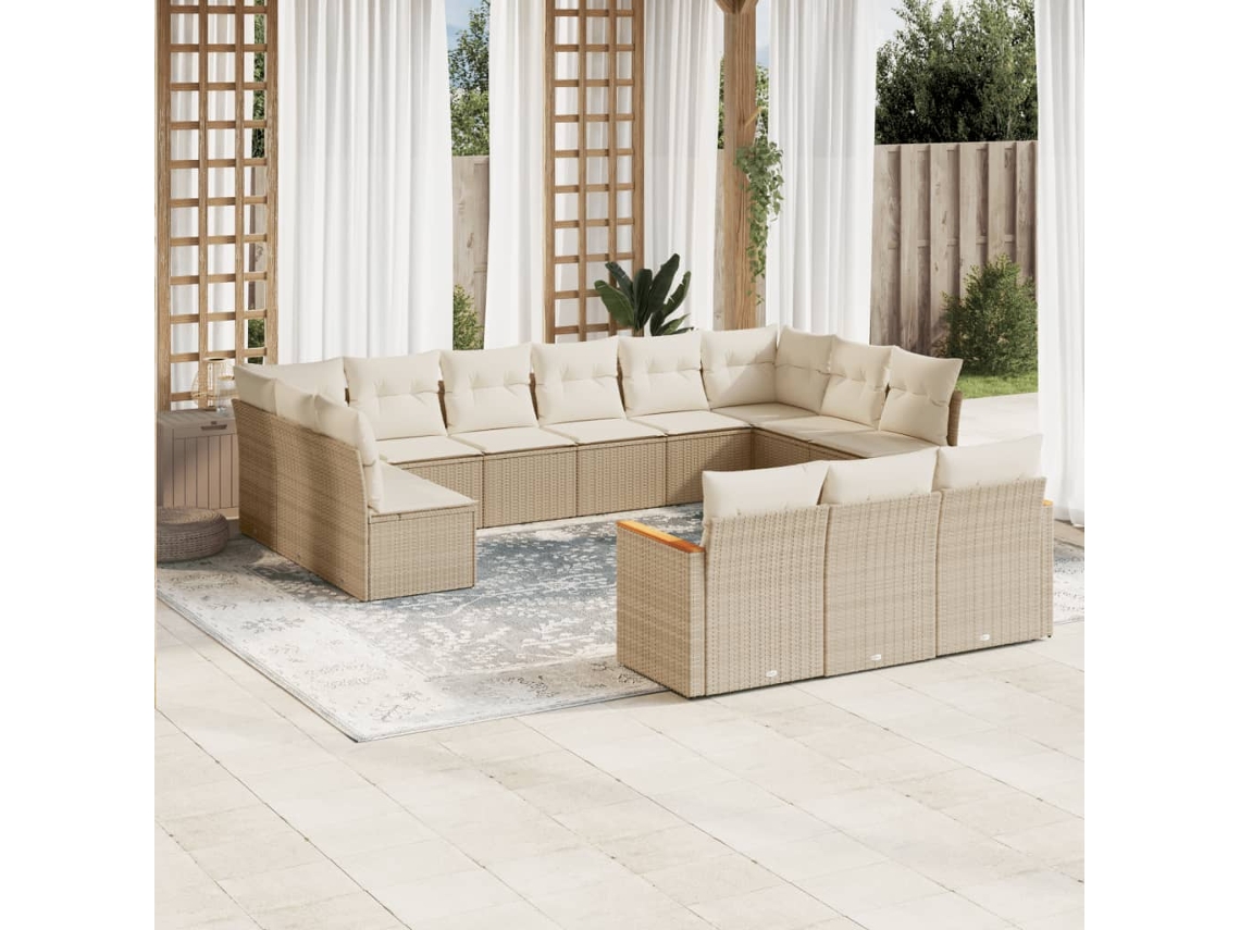 Conjunto de 13 sofás de jardín con cojines de mimbre beige de DKD Home Decor