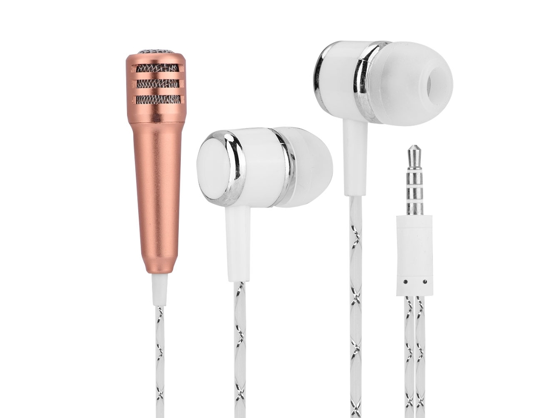 Micrófono Cableado Mini De 3.5 Mm Con Auriculares Para Grabación De Canto En Teléfonos