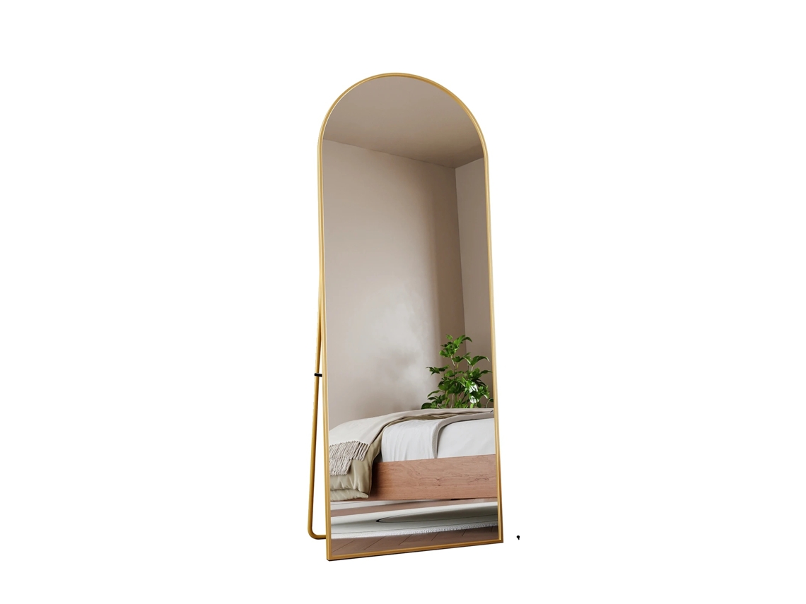 Espejo de cuerpo entero, diseño arqueado moderno, instalación independiente, oro OEM.