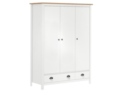 Armario Hill MAISON EXCLUSIVE de 3 puertas en pino macizo blanco (127x50x170 cm)