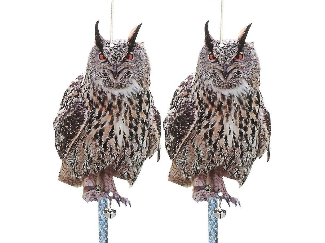 2 Uñas Postizas Con Forma De Búho Y Cinta Reflectante Para Ahuyentar A Los Pájaros Del Jardín, Tejado, Patio, Ventana O Balcón.