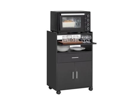 Aparador Auxiliar de Cocina con Ruedas Negro Fsb09-Sch SOBUY