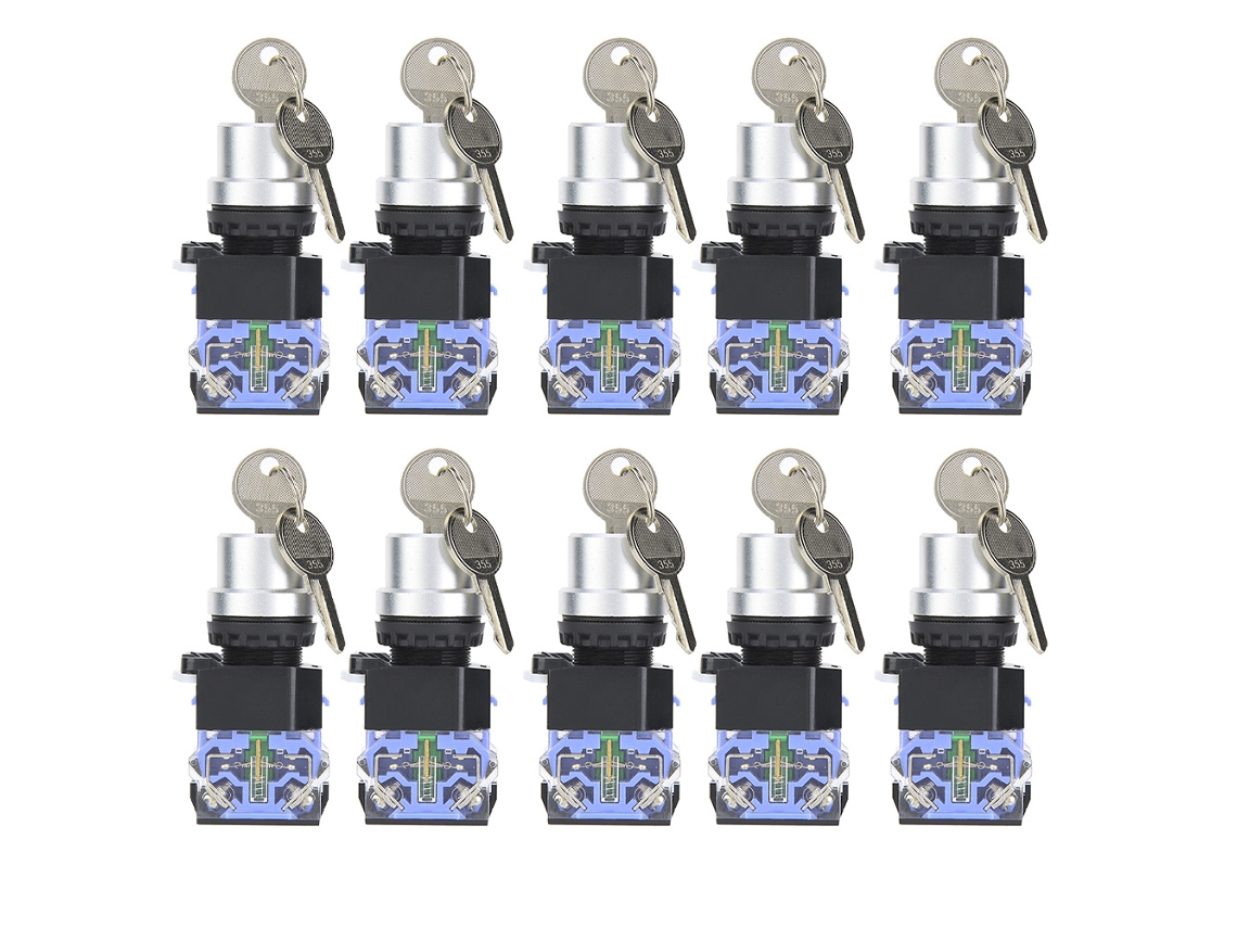 10pcs Interruptor De Llave 3 Posiciones 2 Normalmente Abierto Bem38-20y/31 22mm