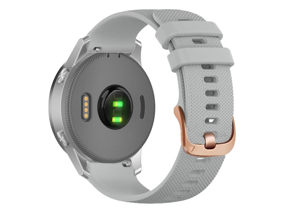 Bracelete Para Garmin (20mm) - Silicone - Fivela De Aço Rosé Cinza