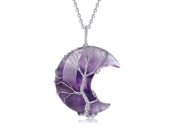2026-colgante De Collar De Árbol De La Vida Con Cristal Amatista Púrpura