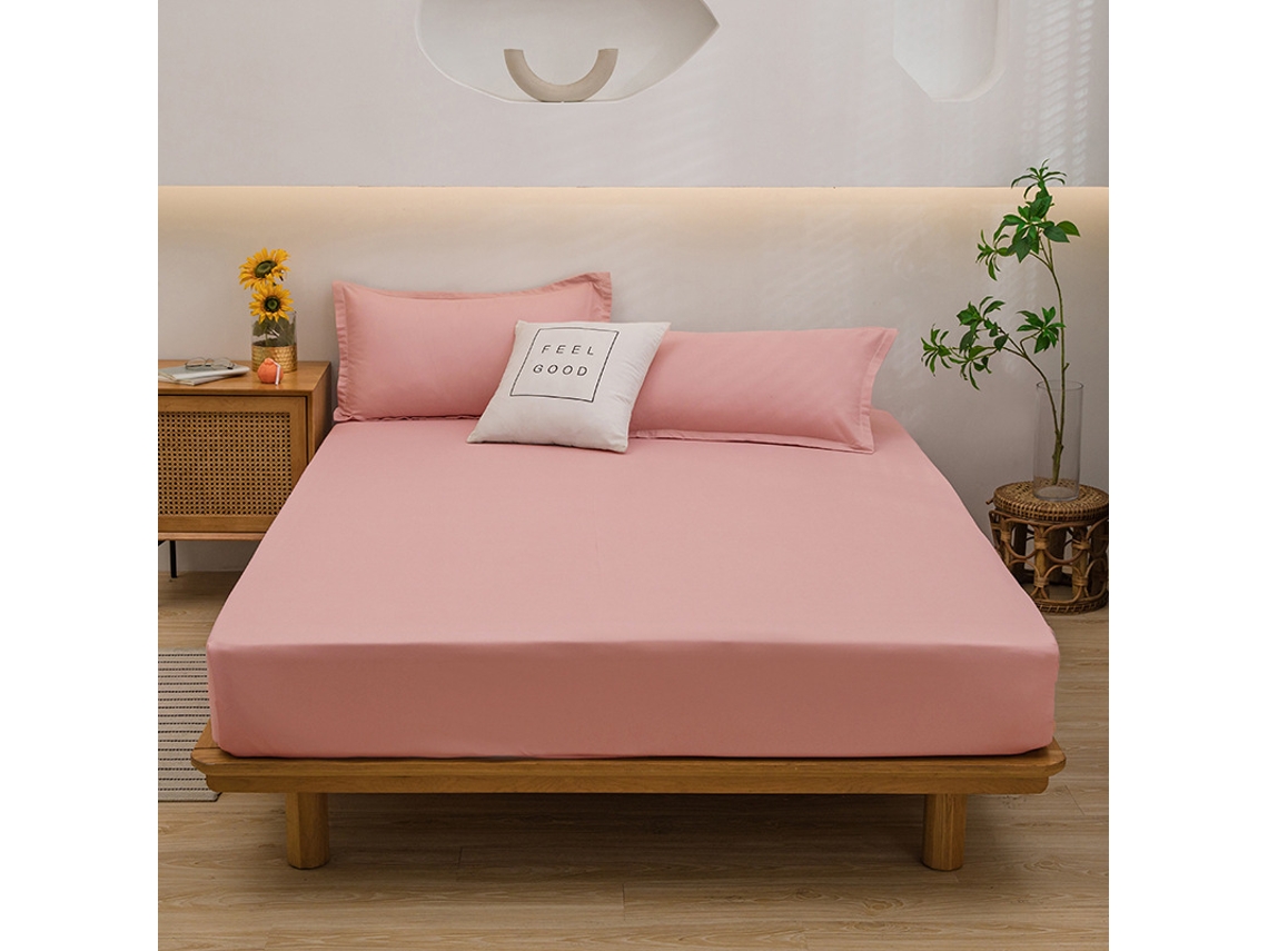 Juego De Sábanas 4 Piezas (sábana Bajera, Sábana Encimera Y Dos Fundas De Almohada) Para 160 X 200 Cm - Rosa Digitallab