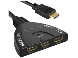 Conmutador automático HDMI 4K de 3 puertos 3x1, UHD HDR 3D, 1080p, HDCP, 3 entradas, 1 salida, con cable, para PS4, etc., color negro. Bestvite