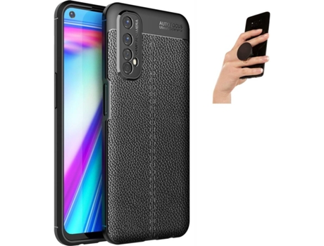 Carcasa y Popsocket Realme 7 Rugged Leather Negro