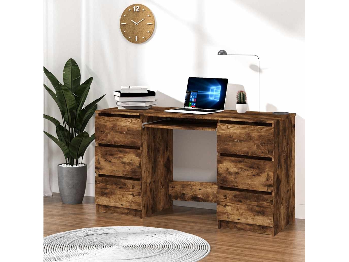 Escritorio | Mesa | Mesa de escritura 140x50x77 cm Fabricado en madera de roble ahumado