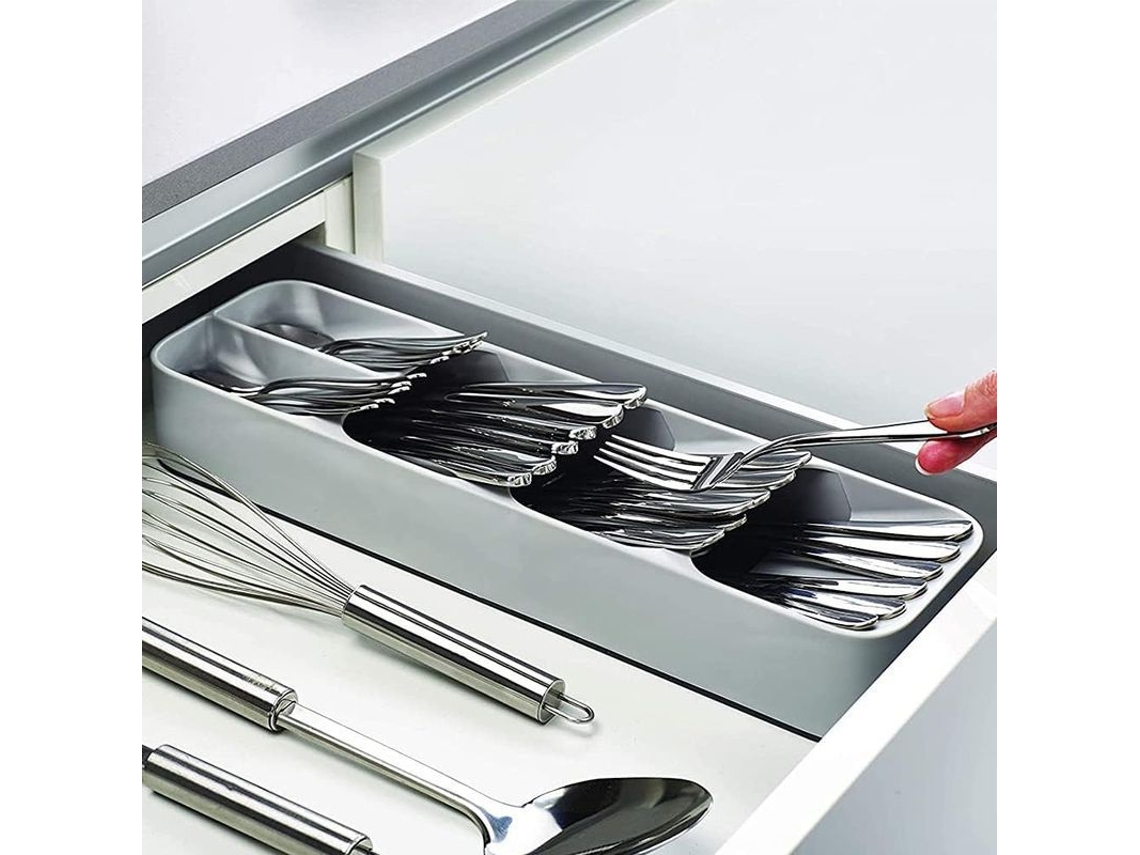 2026da-bandeja De Cubertería Para Cajón De Cocina, Almacenamiento Separado, Plástico Sin Bpa, Antideslizante, Gris
