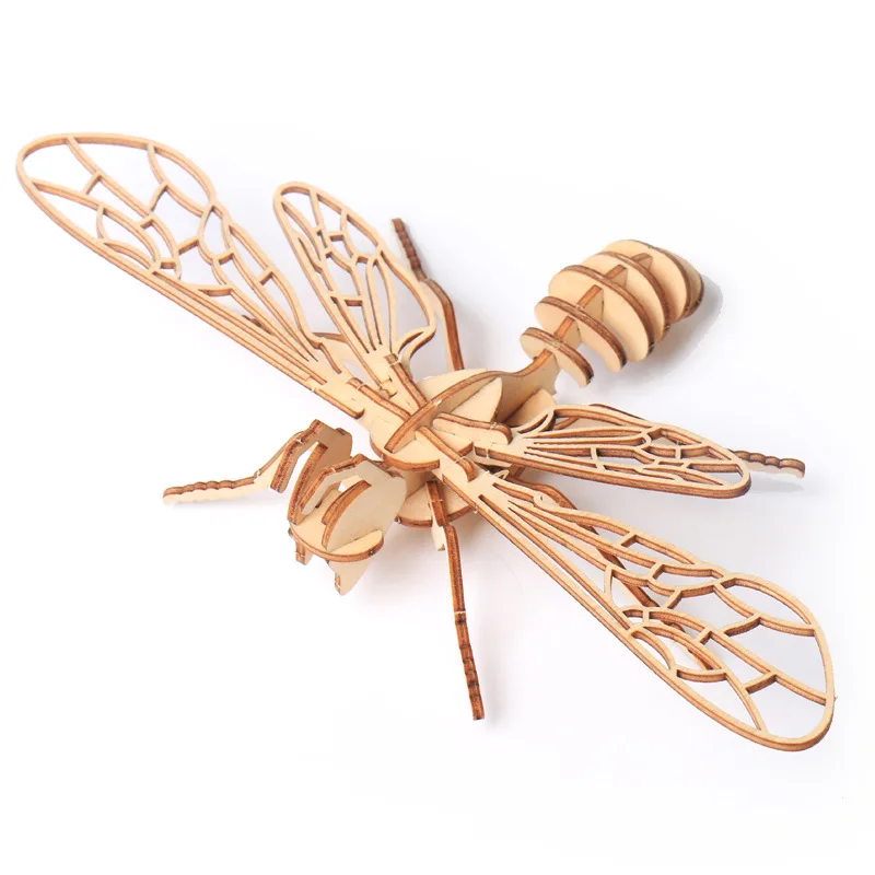 (abeja) Rompecabezas De Madera 3d Con Forma De Insecto, Kit De Montaje Diy