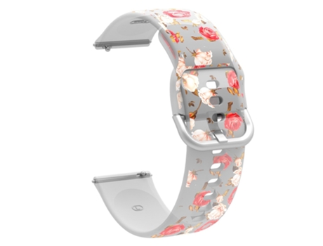 Correa de Silicona 20mm ajustable para Samsung Galaxy Watch4 40mm/44mm/Watch4 Classic 42mm/Garmin Venu 2 Plus - rojo/Flores rosadas