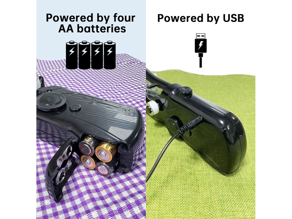 Kit de costura para máquina de coser portátil para principiantes con almacenamiento Dos modos de potencia Interruptor eléctrico Negro BISBISOUS
