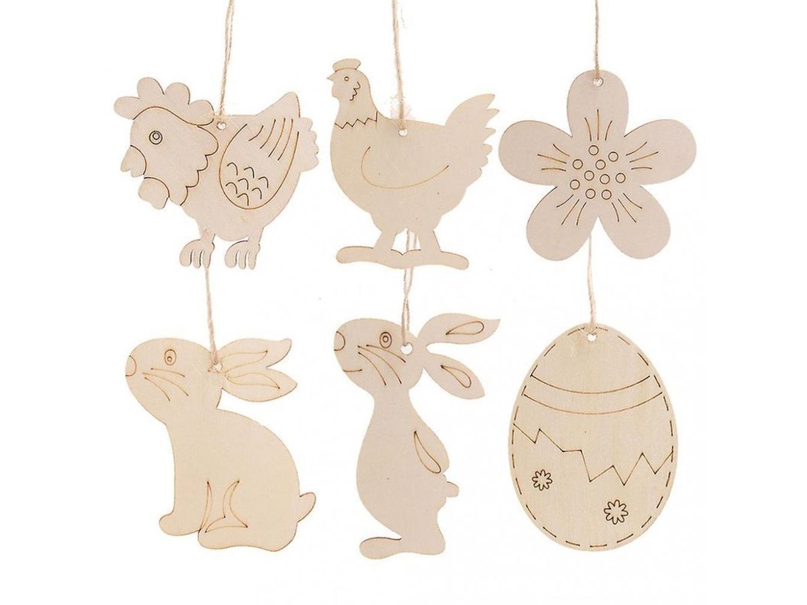 2026-60 Piezas Colgantes De Madera Diy Para Pascua Decoración Casera Fiesta Manualidades Ode