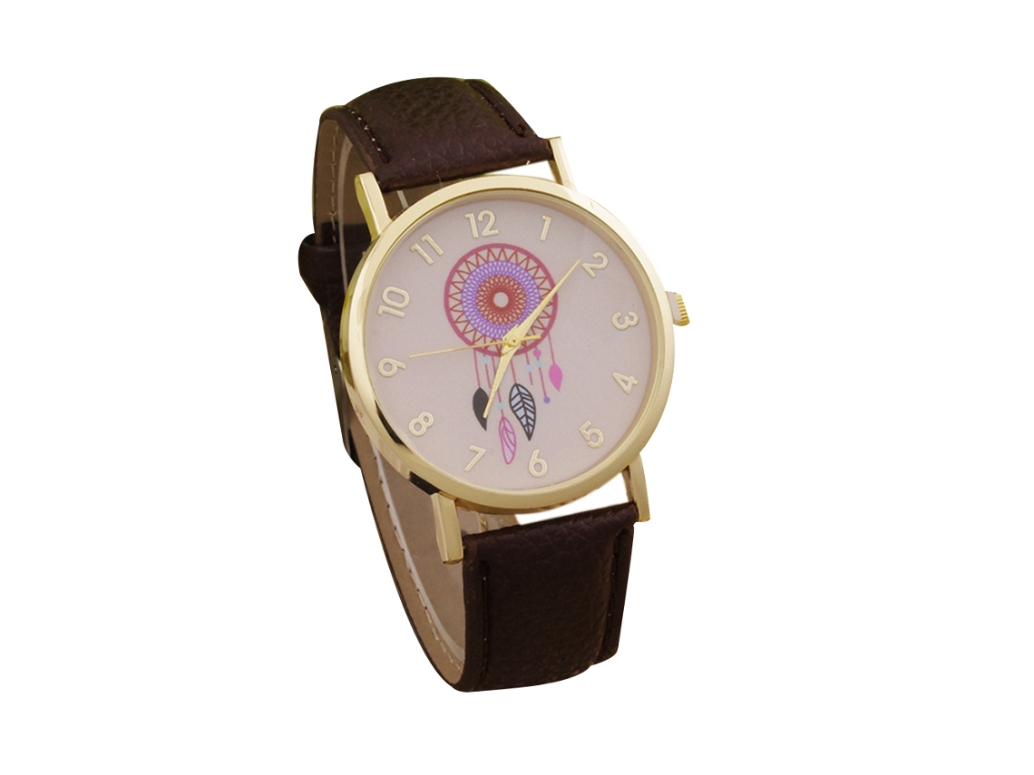 Reloj De Pulsera De Cuarzo Para Mujer, Informal Y A La Moda, De Piel Sintética, Color Marrón.