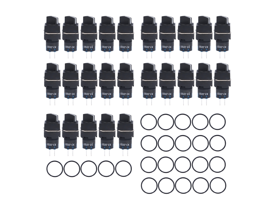 Kit De 25 Interruptores Rotativos Autoblocantes De 3 Posiciones Con Puntero De 16 Mm Para Equipos.