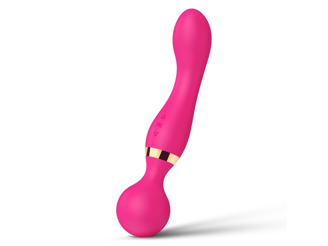 Vibrador De Masaje De Silicona De Doble Cabezal Multifrecuencia Para Mujer (rosa)