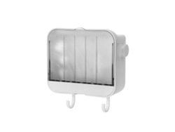 Jabonera De Pared, No Requiere Taladrar, Dos Niveles Con Doble Gancho, Almacenamiento Para Baño, Color Blanco.