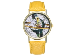 Reloj De Pareja Unisex Zhoulianfa De Cuarzo Con Correa De Pu Dial Redondo Amarillo