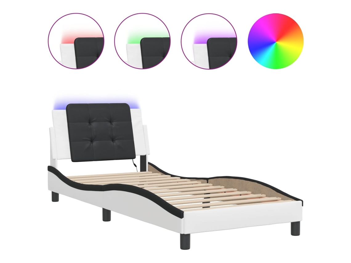 Maison Exclusive - Estructura De Cama Con Led Sin Colchón Zadar Blanco Negro 100x200 Cm