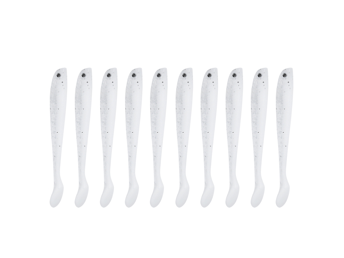 Danu26-10pcs Señuelo De Pesca T Cola Suave 6cm Pvc Ecológico Simulación Bait Accesorio De Pesca(3 Blanco Transparente)
