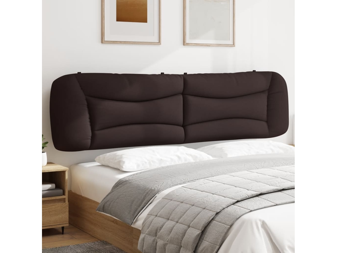Cabecero De Cama Acolchado Tela Marrón Oscuro 200 Cm