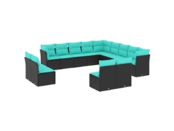 Maison Exclusive - Conjunto De Sofá De Jardín De 13 Piezas Con Cojines, De Poliratán Negro