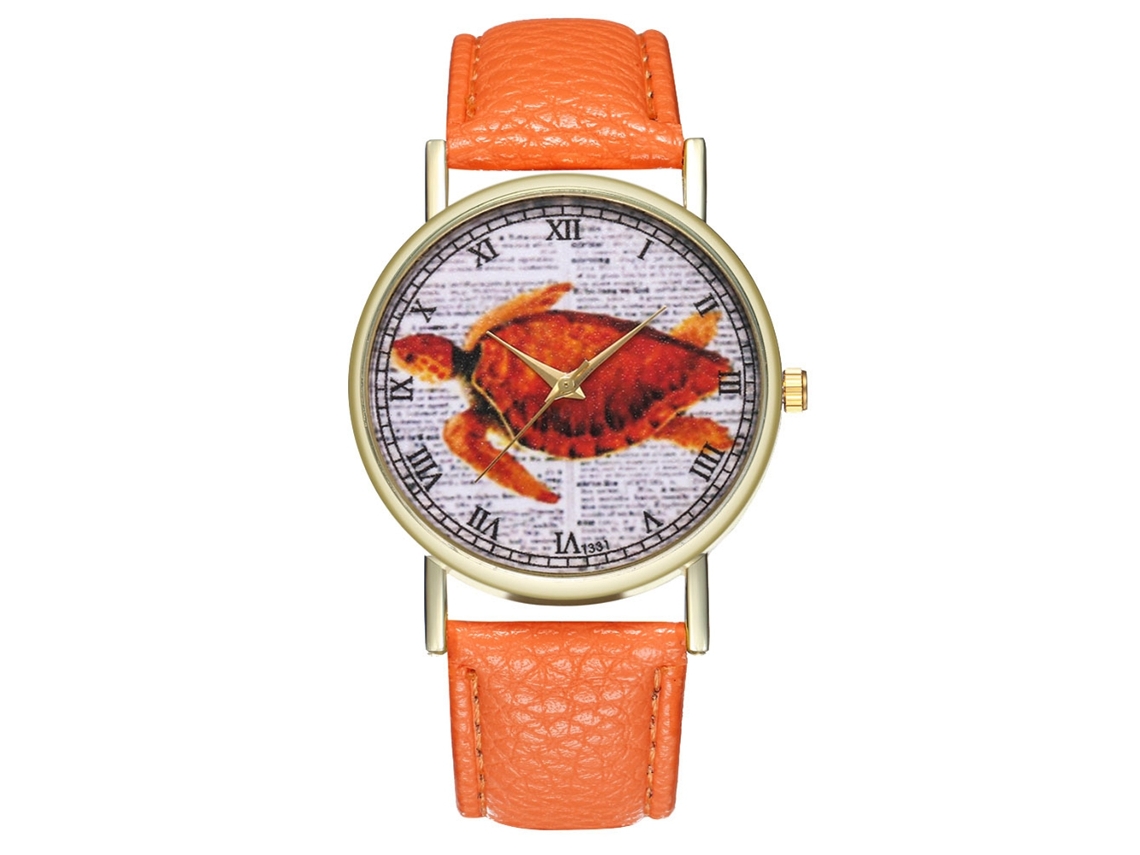 Reloj De Pulsera De Cuarzo Para Estudiantes Con Correa De Poliuretano Y Números Romanos (naranja)