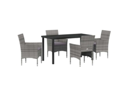 Conjunto De Comedor De Jardín 5 Uds | Mueble De Jardín Gris Ratán Sintético