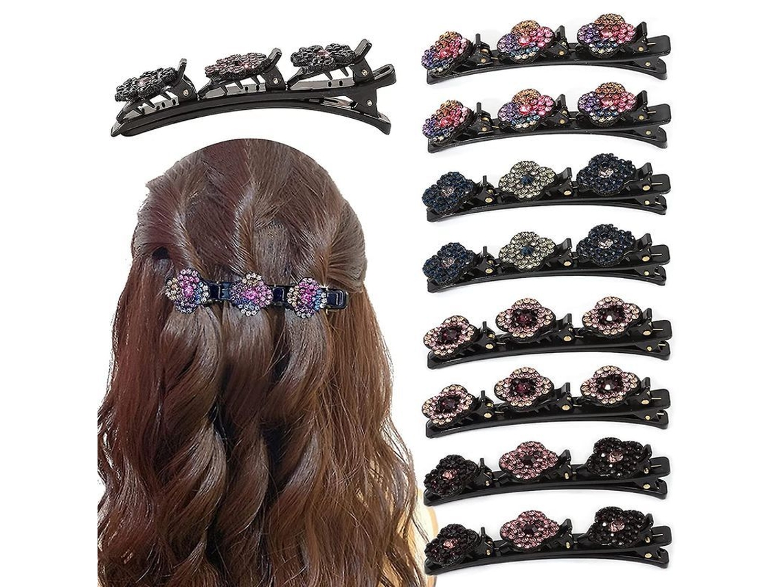2026-pinzas De Pelo Trenzadas Con Piedras De Cristal Brillantes Para Mujer, 3 Pequeñas Pinzas, Diseño Único De Doble Capa, Regalo Perfecto