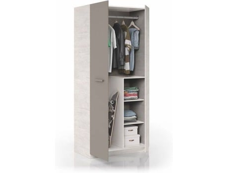 Armario HABITDESIGN Ares (Beis y Gris - Melamina - 90x200x52 cm)
