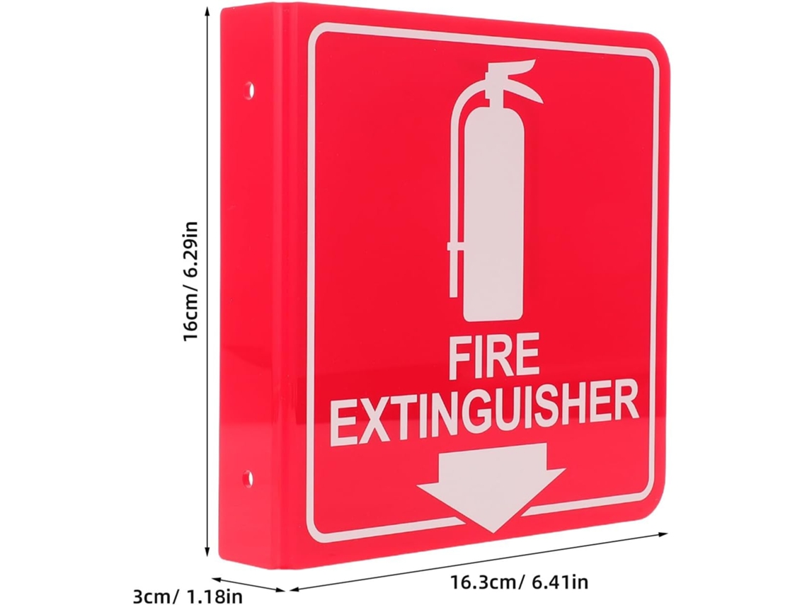 Juego De 4 Letreros Acrílicos Para Extintores De Incendios De 15x15 Cm, Doble Cara, Con Flecha Hacia Abajo Y Tornillo.