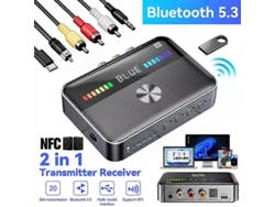 Receptor y transmisor Rosewell Bluetooth 5.3 2 en 1 con NFC y adaptador de audio estéreo auxiliar HiFi